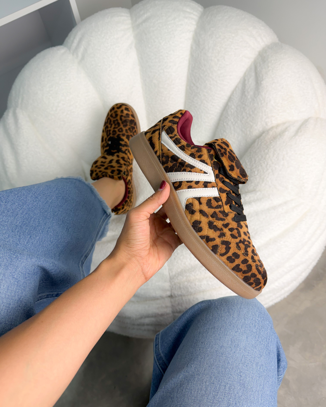 173I Tenis Estampado Leopardo Café
