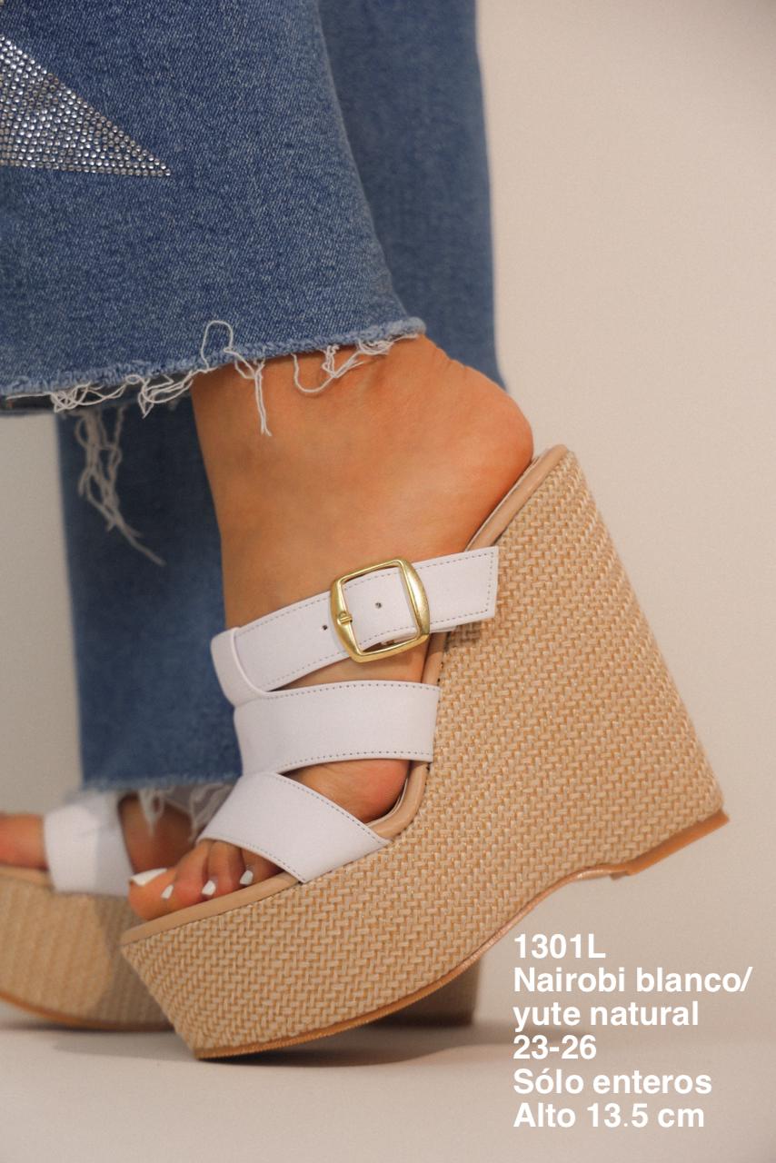 1301L Nairobi Blanco/Yute Natural - Mayoreo Calzado Andy -