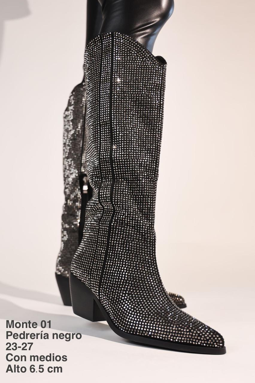 Monte 01 Pedrería Negro - Mayoreo Calzado Andy2024 BOTA