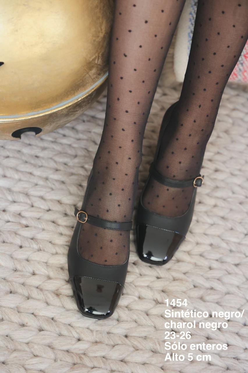 1454 Sintético Negro/Charol Negro - Mayoreo Calzado Andy2024 sin marca ZAPATILLA