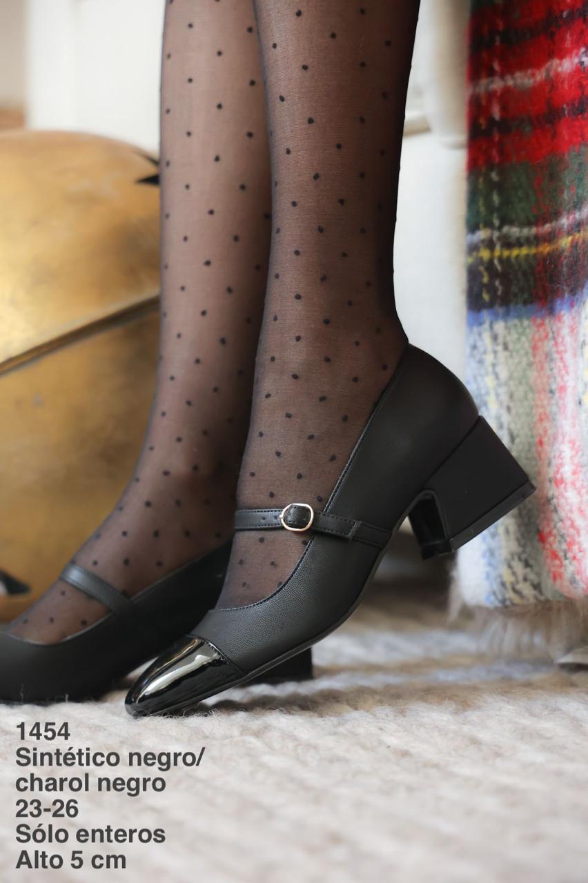 1454 Sintético Negro/Charol Negro - Mayoreo Calzado Andy2024 sin marca ZAPATILLA
