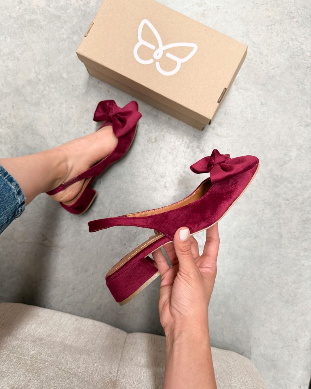 2519R Zapatilla Sintético Terciopelo Vino