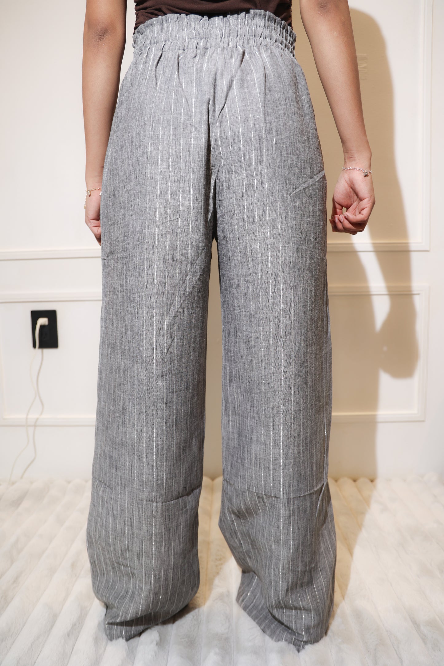 1873 pantalon con rayas gris tela fresca