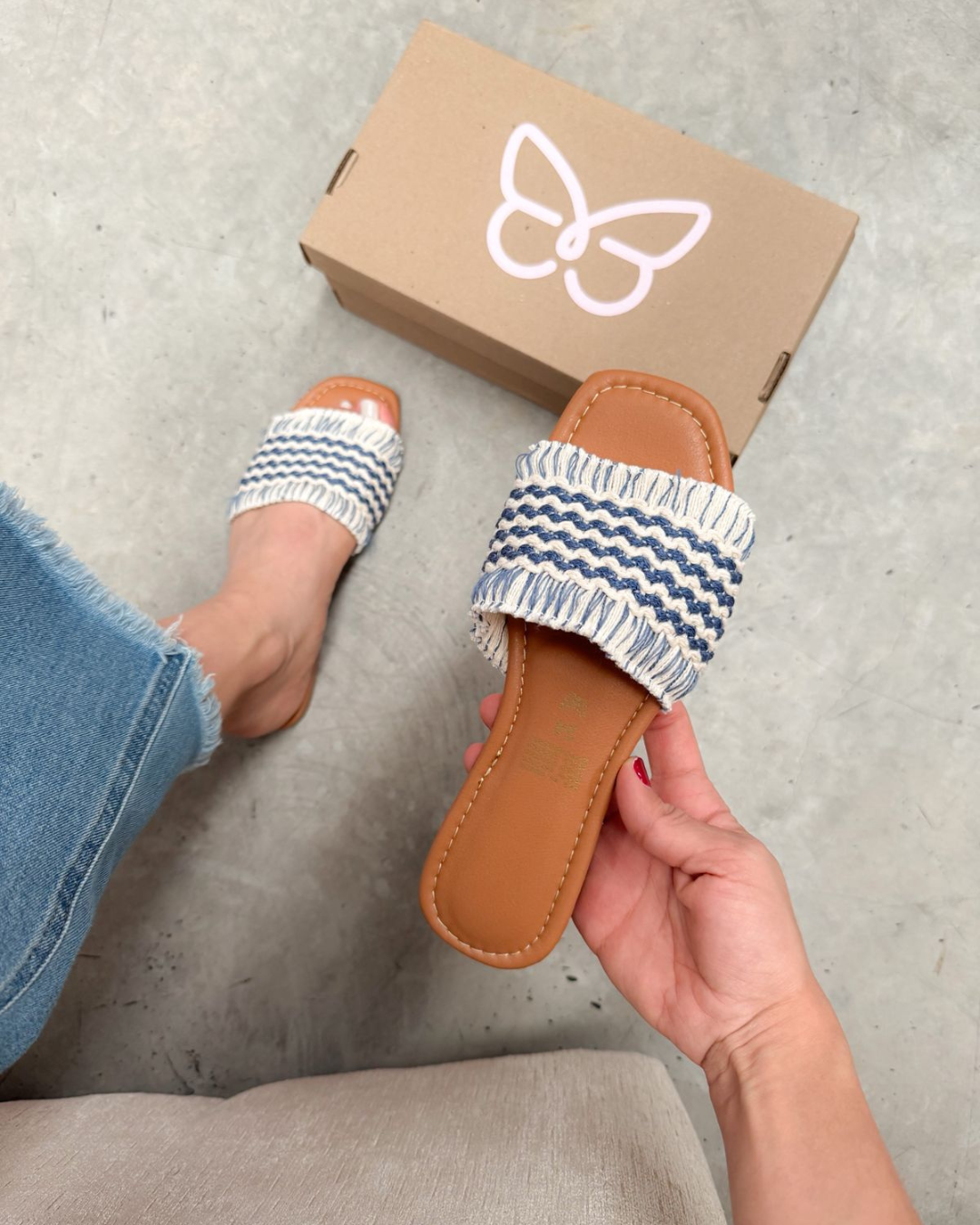 526R Sandalia Textil Azul