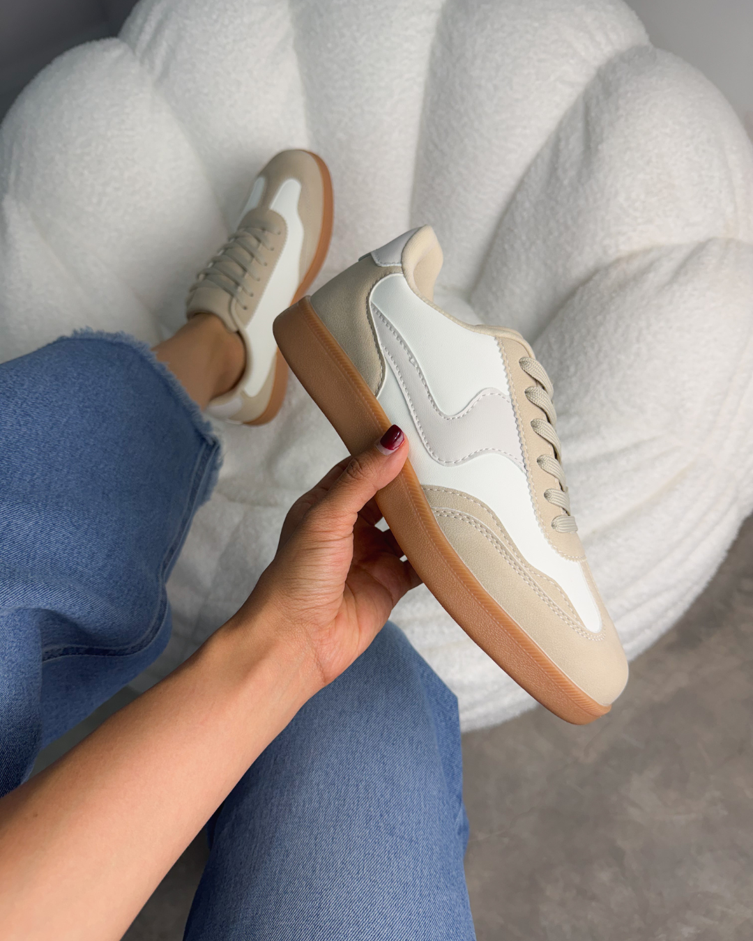 171I Tenis Casual Sintético Hueso/Beige