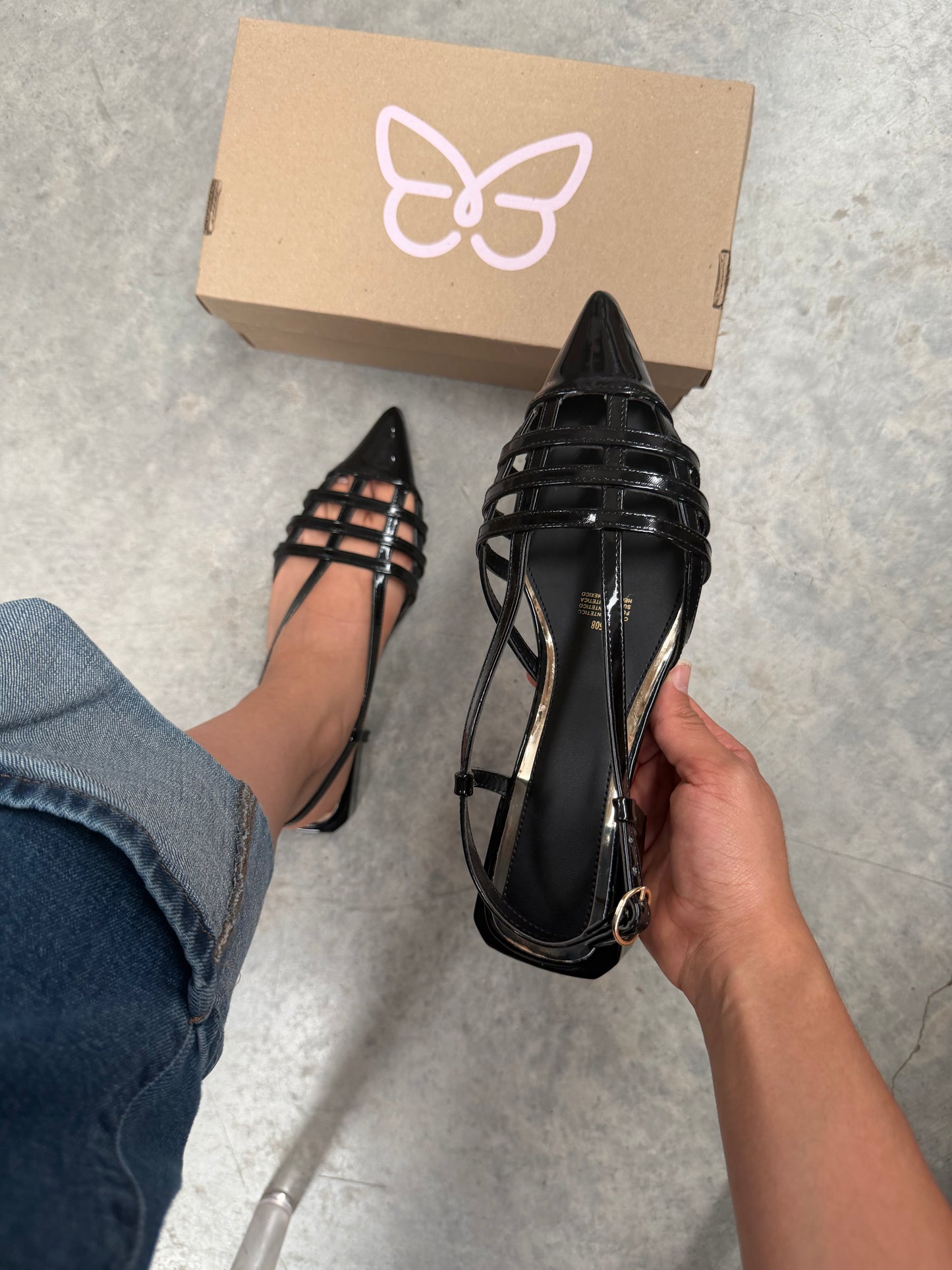 1508L Zapatilla Sintético Charol Negro