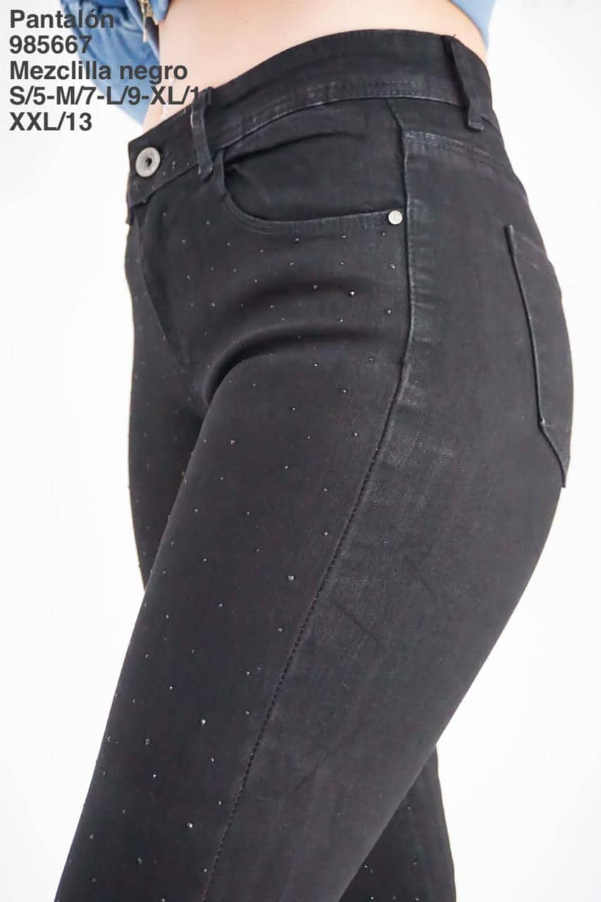 985667 Pantalón Mezclilla Negro - Mayoreo Calzado AndyROPA