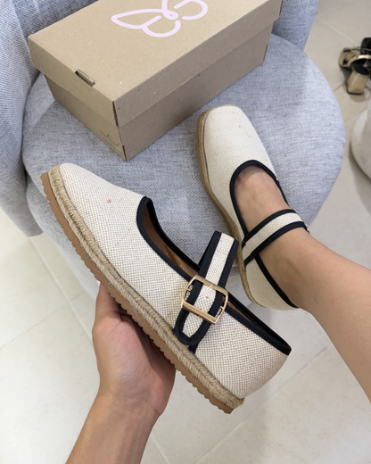 5079R Casual Sintético Arpillera Natural/Negro