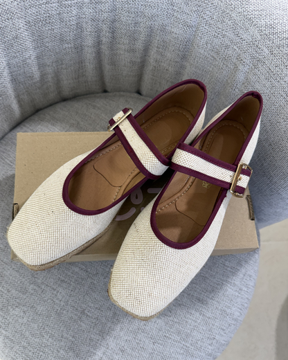 5079R Casual Sintético Arpillera Natural/Vino