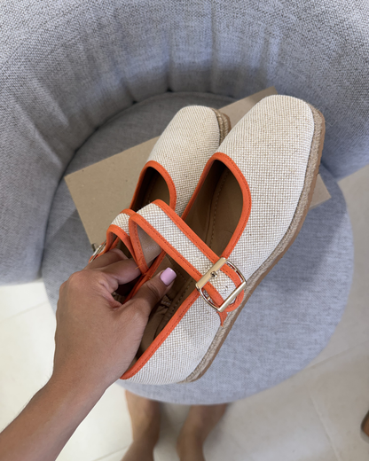 5079R Casual Sintético Arpillera Natural/Naranja
