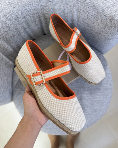 5079R Casual Sintético Arpillera Natural/Naranja