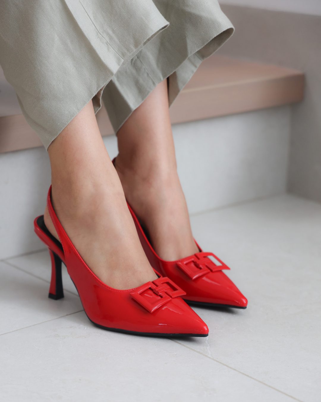 274AR Zapatilla Sintético Charol Rojo