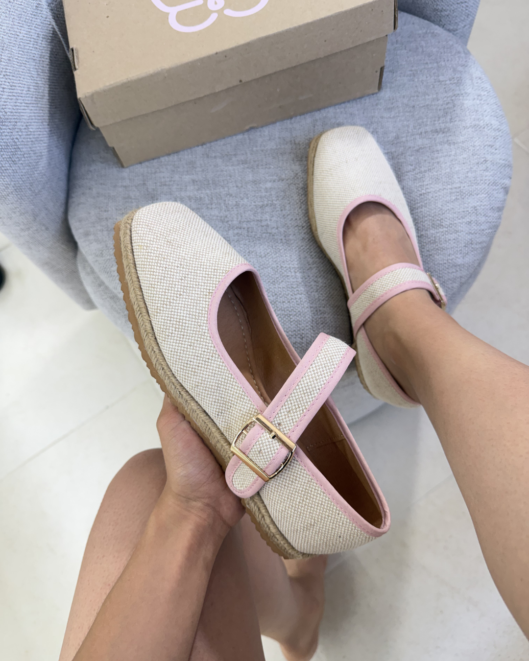 5079R Casual Sintético Arpillera Natural/Rosa