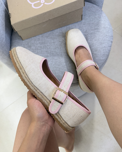 5079R Casual Sintético Arpillera Natural/Rosa