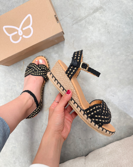 300Y Sandalia Sintético Yute Trenzado Negro