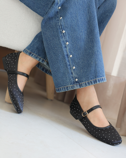 16028 Casual Sintético Satin Piedras Negro/Julieta Negro