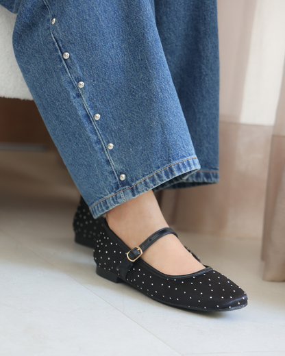 16028 Casual Sintético Satin Piedras Negro/Julieta Negro
