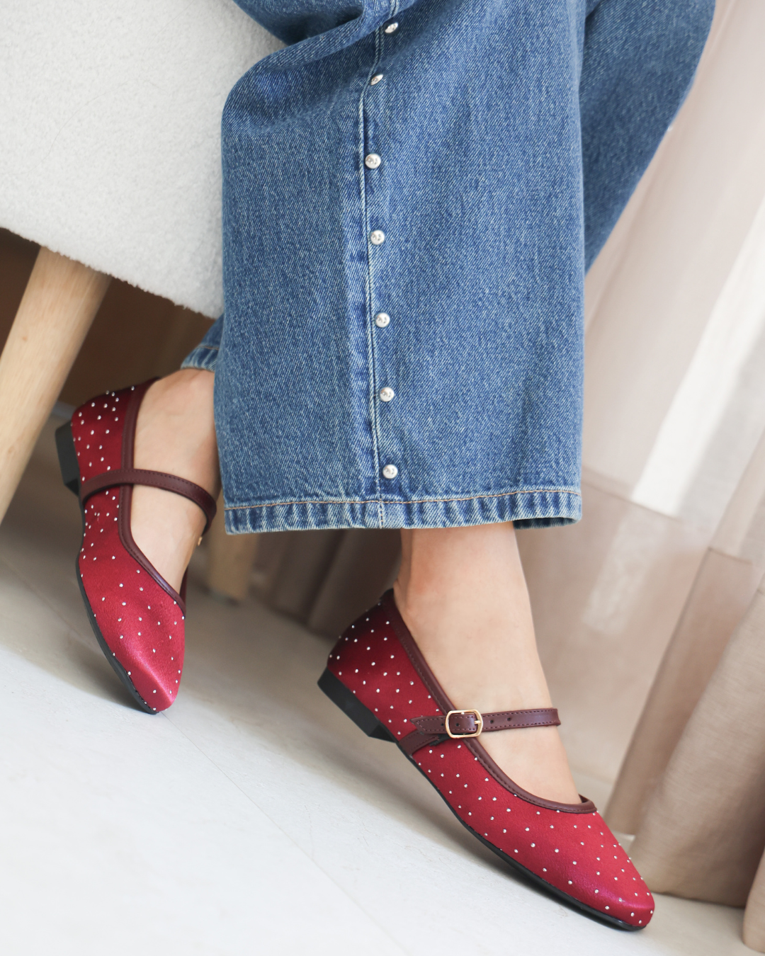 16028 Casual Sintético Satin Piedras Vino/Julieta Merlot