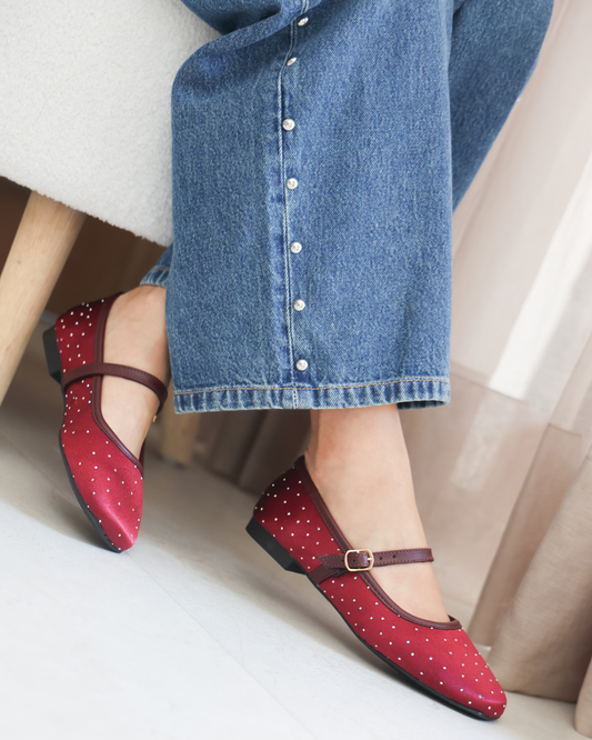 16028 Casual Sintético Satin Piedras Vino/Julieta Merlot