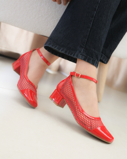 250AR Zapatilla Sintético Malla Rojo/Charol Rojo