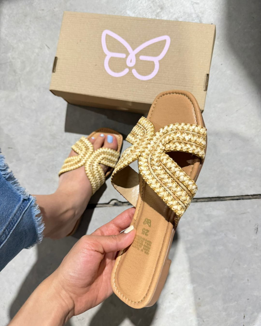 534R Sandalia Textil Tejido Paja