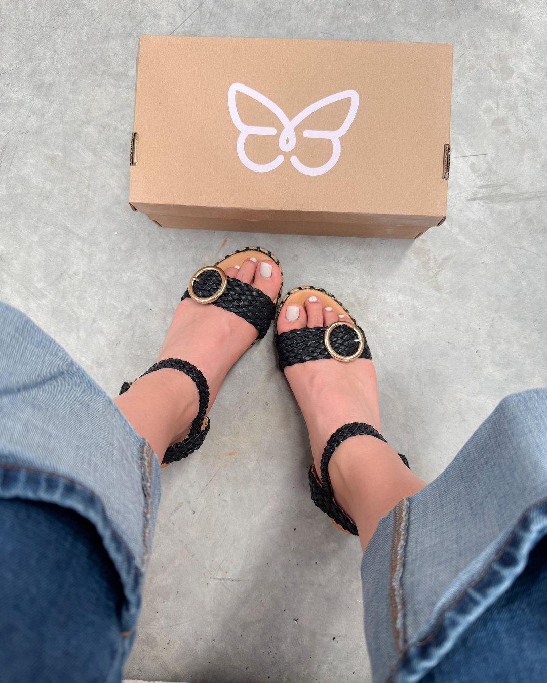 201Y Sandalia Sintético Trenza Negro