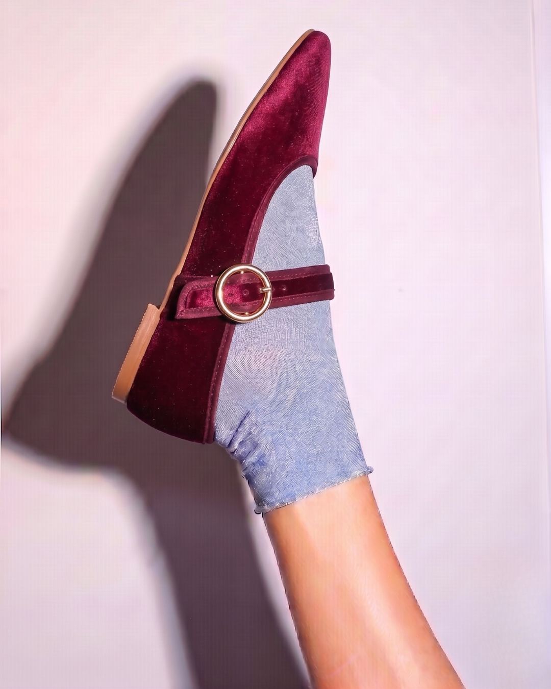 4070 Zapato Casual Sintético Terciopelo Vino