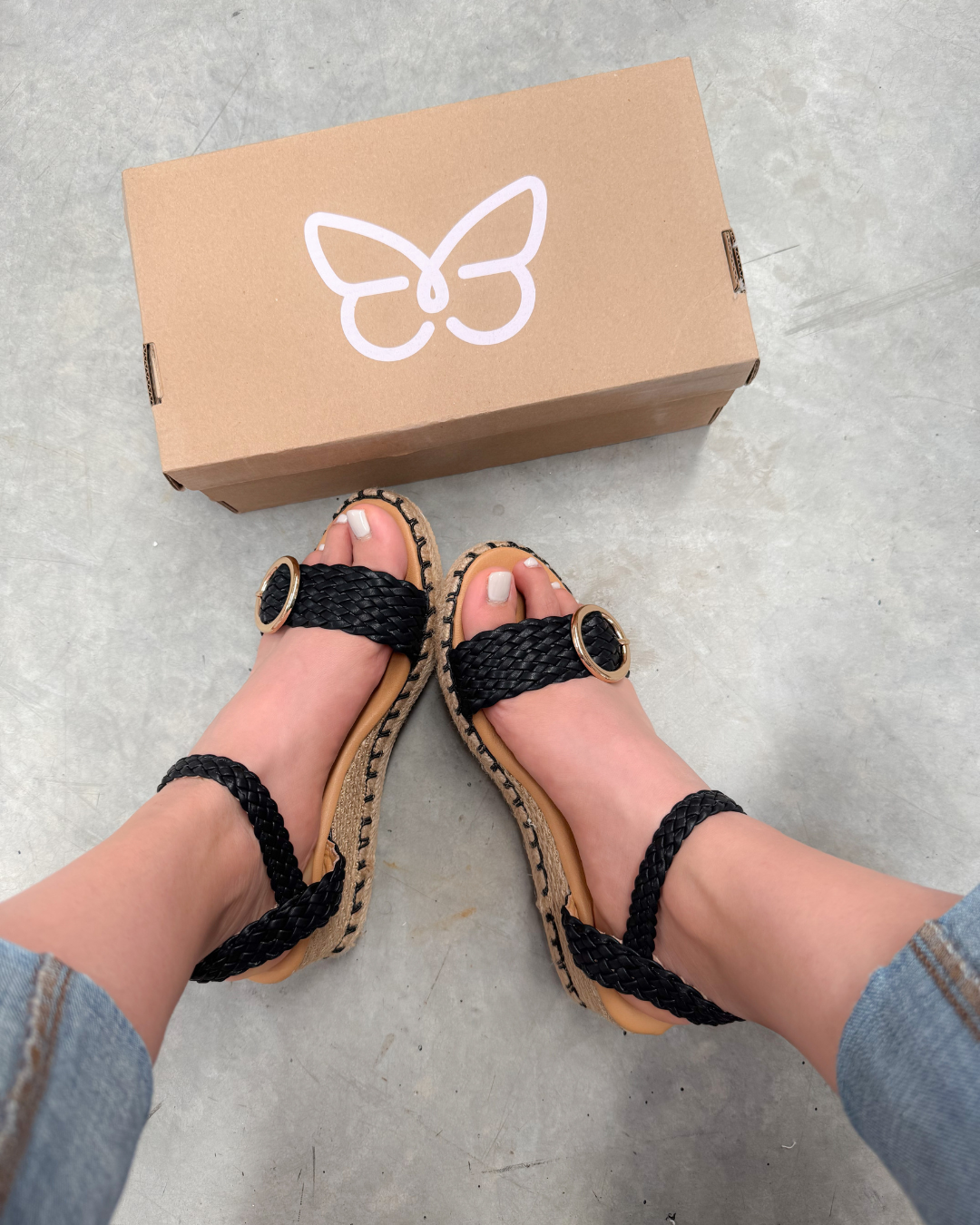 201Y Sandalia Sintético Trenza Negro