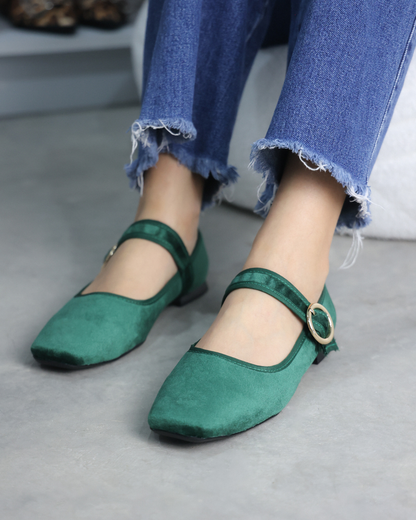 4070 Zapato Casual Sintético Terciopelo Verde