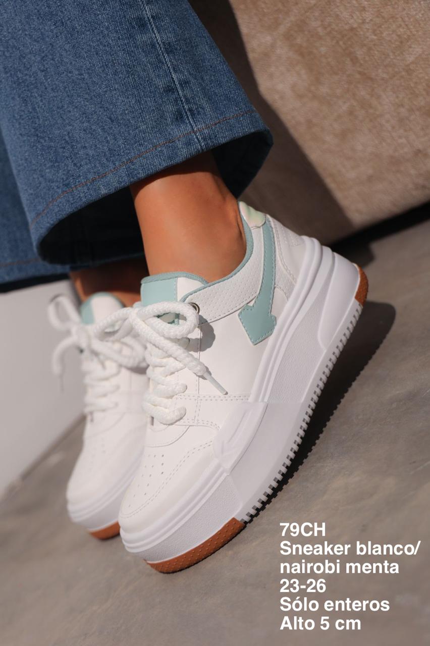 79CH Sneaker Blanco/Nairobi Menta - Mayoreo Calzado Andy2024 sin marca TENIS