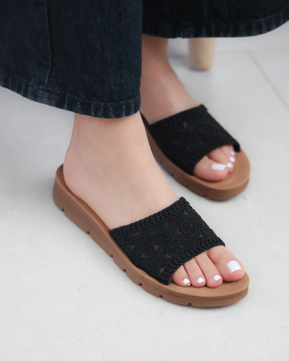 254AR Sandalia Textil Negro