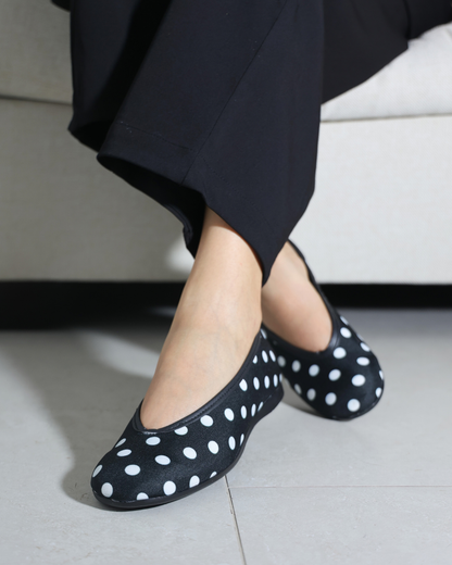 5001R Casual Textil Lunares Vintage Polka Negro/Blanco