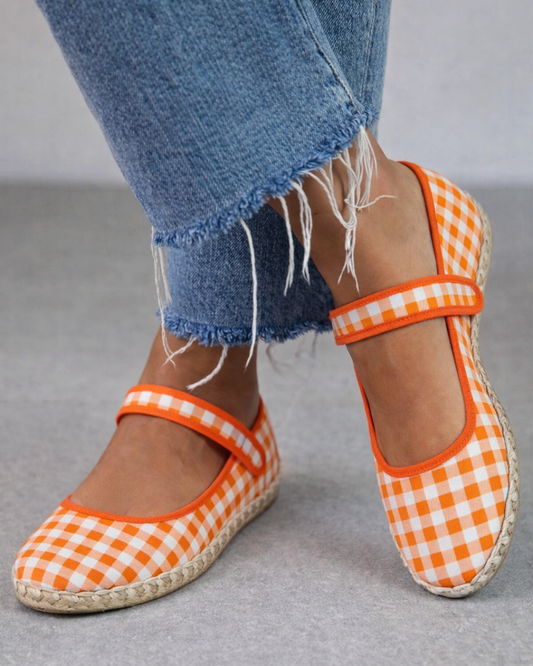 2200R Casual Textil Lona Cuadros Naranja