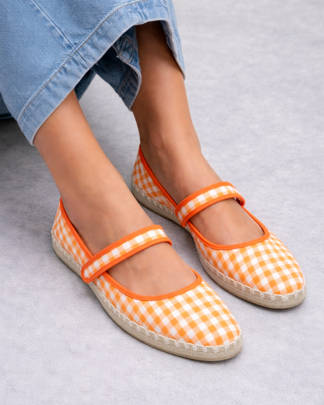 2200R Casual Textil Lona Cuadros Naranja