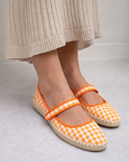 2200R Casual Textil Lona Cuadros Naranja