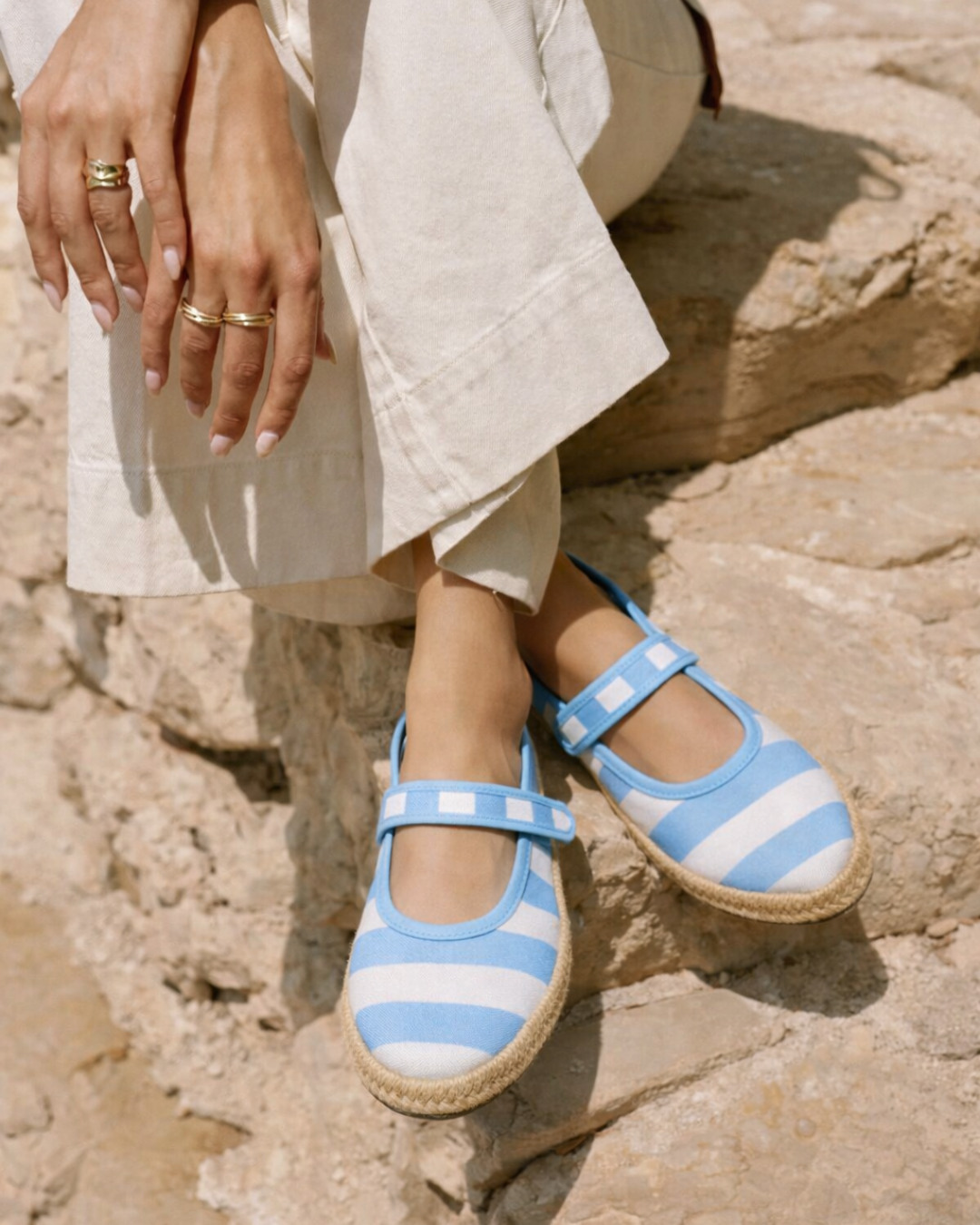 2200R Casual Textil Lona Rayas Azul Cielo