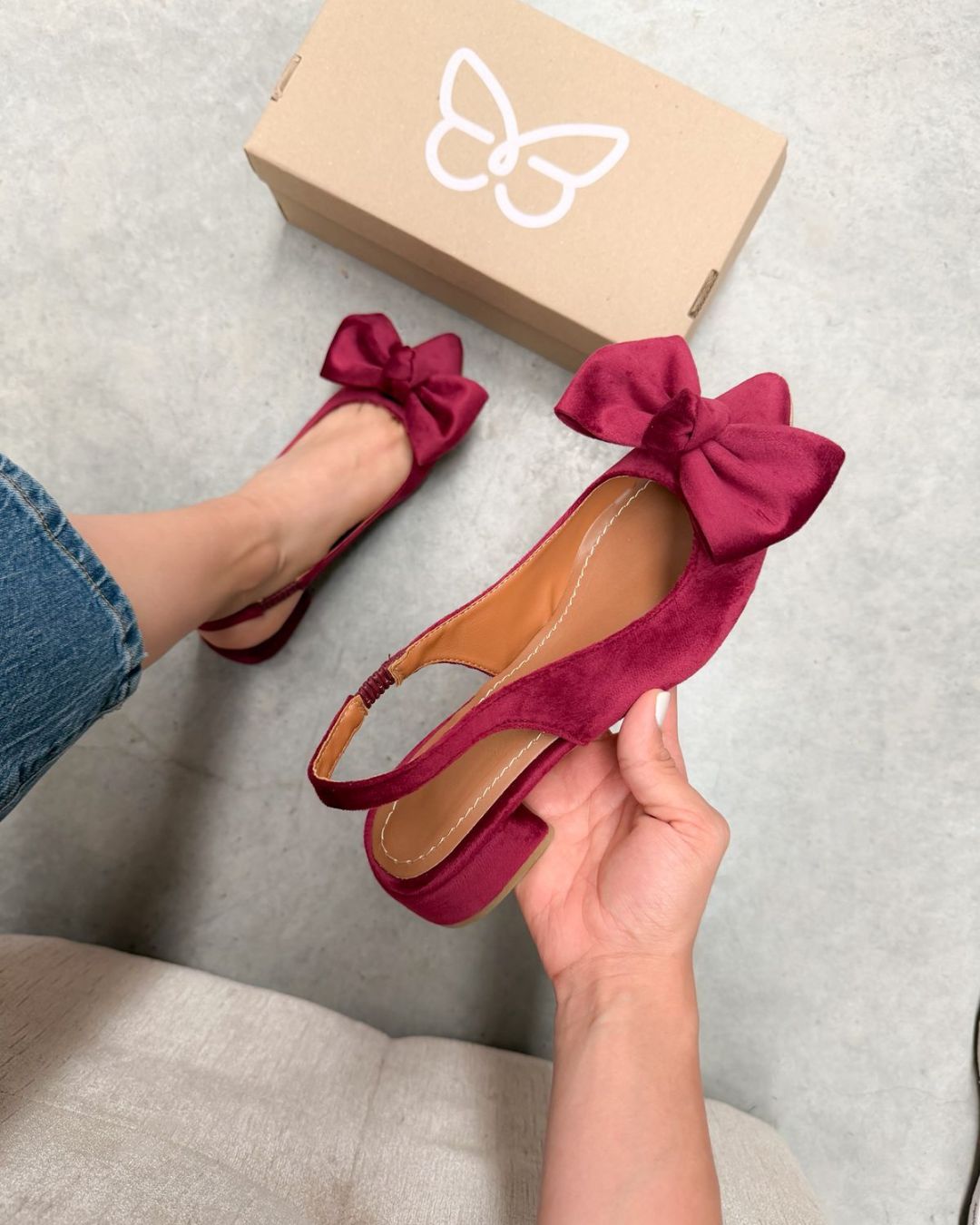 2519R Zapatilla Sintético Terciopelo Vino