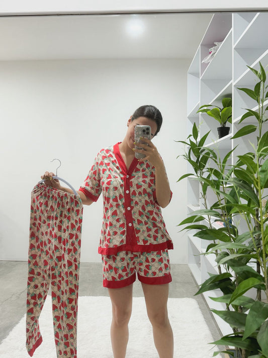 2604 Pijama 3 Piezas Rosa