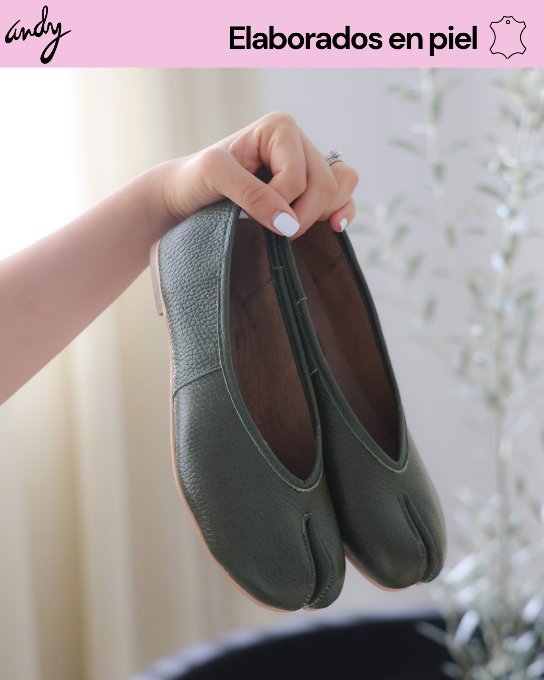 4801R Tabbi Piel Verde Zapato Estilo Japones