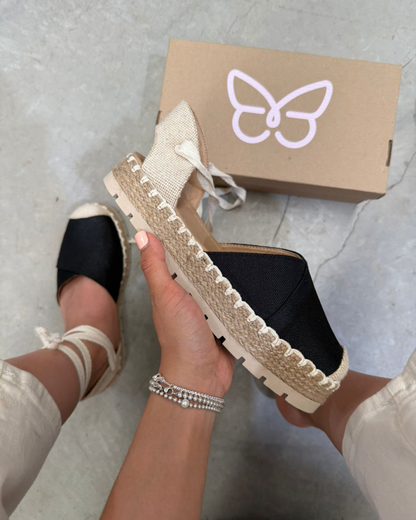 10010 Casual Textil Curri Negro/Arpillera Natural