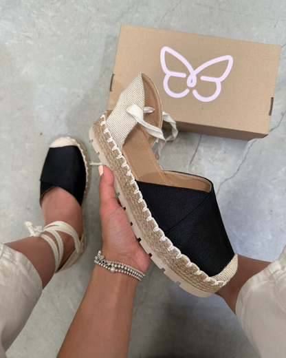 10010 Casual Textil Curri Negro/Arpillera Natural