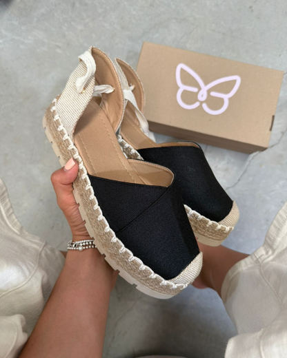 10010 Casual Textil Curri Negro/Arpillera Natural