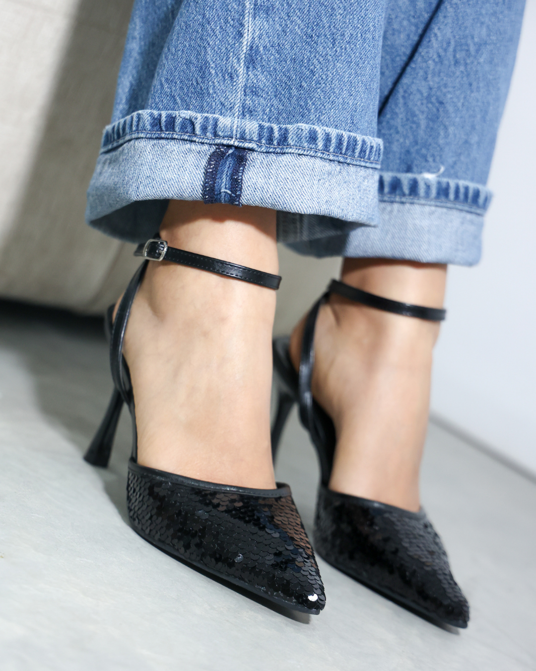 289AR Zapatilla Sintético Lentejuela Negro