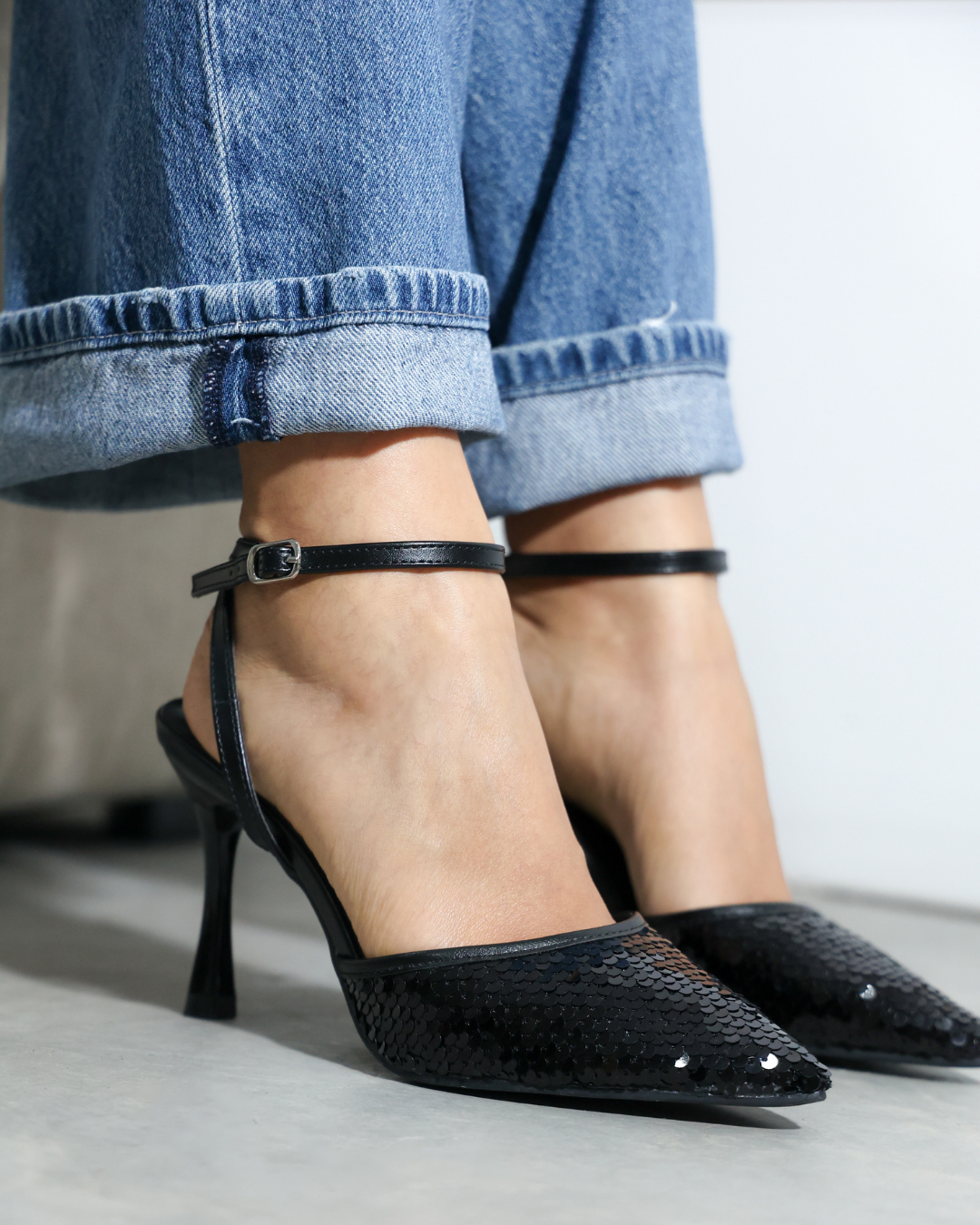289AR Zapatilla Sintético Lentejuela Negro