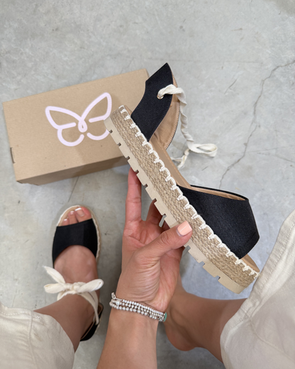 10016 Sandalia Textil Curri Negro