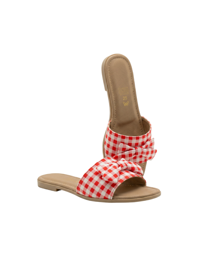 550R Sandalia Textil Lona Cuadros Rojo/Blanco