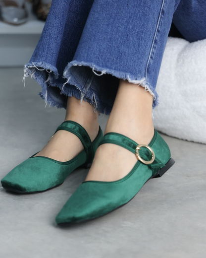 4070 Zapato Casual Sintético Terciopelo Verde