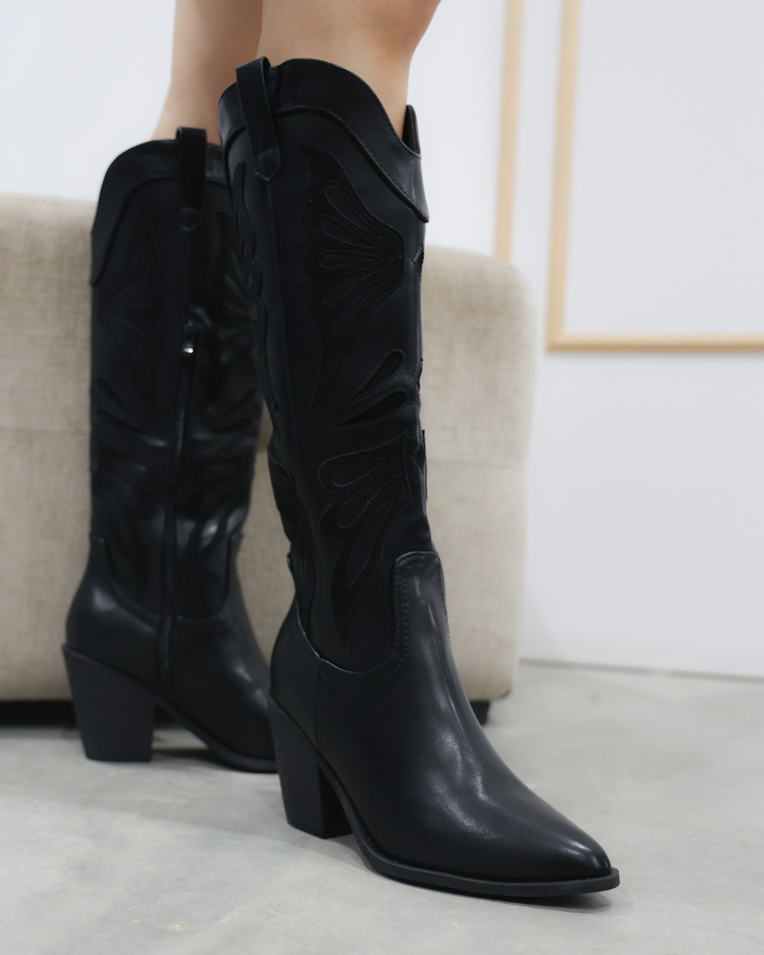 340AR Bota Sintético Negro/Durazno Negro