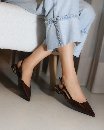 347AR Zapatilla Sintético Charol Café