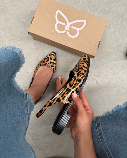 3020R Casual Sintético Charol Leopardo Café